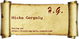 Hicke Gergely névjegykártya